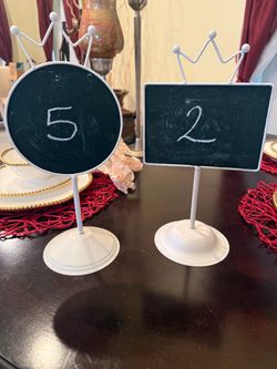 White Crown Chalkboard Table Number Signs – 6 Piece Set