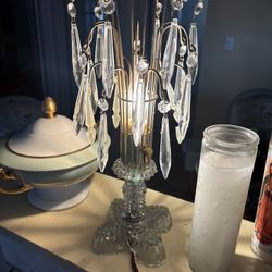 Antique Crystal Glass Lamp - Corded Vintage