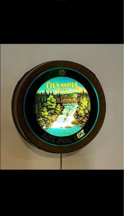 Olympia Beer Barrel Waterfall Motion Sign