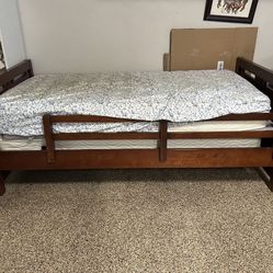 Solid Wood Twin Bed With Mattress, Good Condition 