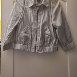ARMANI EXCHANGE SHIMMER GRAY LIGHT TRANSPARENT JACKET - SIZE L