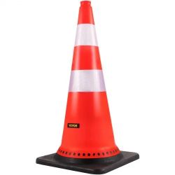 Safety Cones, 8 x 30" Traffic Cones, PVC Orange Construction Cones, Reflective Collars Traffic Cones with Black Weighted Base Used for Traffic Control