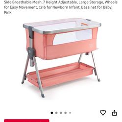Pink Baby Bedside Bassinet 