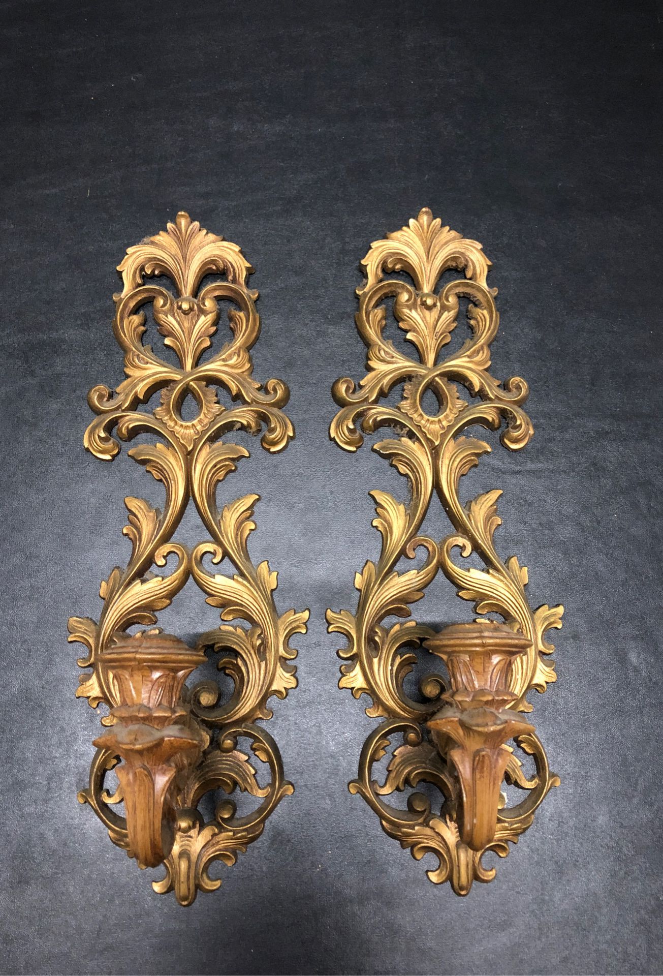 Pair of Vintage Burwood Wall Mount Candle Holders Gothic Horror