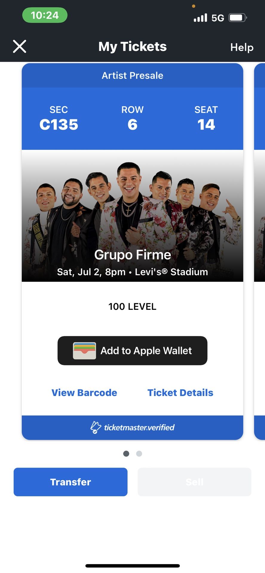 2 tickets  GRUPO FIRME July 2 