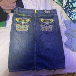 embroidered jean skirt frankie B