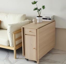 Wood folding table and six chairs