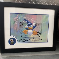 Limited Edition Donald Duck “Mickey's Philharmagic” Picture Print With Disney Pin & Certificate $100