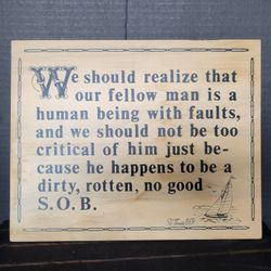 Vintage Wooden MCM Comical Sign Souvenir From St. Thomas 9.5"x12"