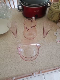 Vintage rose color crystal set