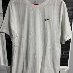 BRAND NWT Nike White Cream Embroidered Black Swoosh Men's Large T SHIRT NEW