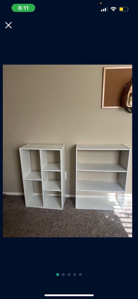 White Bookshelves Lot 