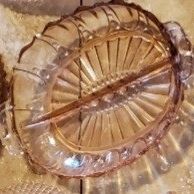 Vintage American Pink Pressed Glass Tray