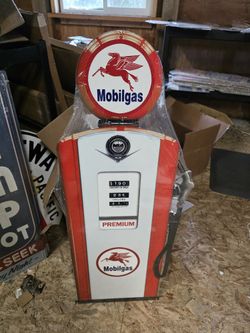 Large Mobil Mobilgas Oil Gas Station Pump Steel Metal Sign 