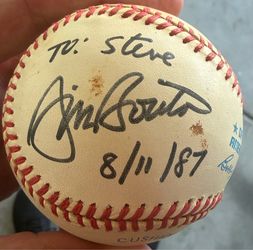 Jim Bouton Autographed Official American League Baseball - Dated 8/11/87