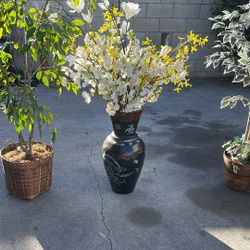 Artificial Plants With Vases. The brown one is 2 feet tall so beautiful with yellow, and white flowers. Take All For $60