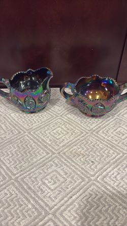 Carnival Glass Creamer and Sugar Bowl Set