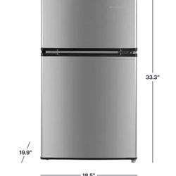 Insignia 3 cu ft MINI Fridge w/ Top Freezer – Stainless Steel