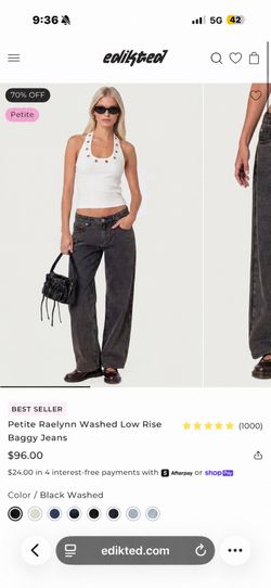 Petite Raelynn Washed Low Rise Baggy Jeans