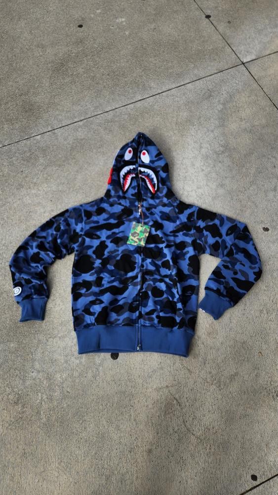 Small Authentic Bape Zip-up Hoodie Blue/black Colorway (W TAG)