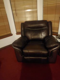 Brown Leather Sofa & Recliner