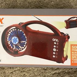 QFX R-41 Bluetooth Speaker Multi-Function FM Radio Cooling Fan Red (NEW)