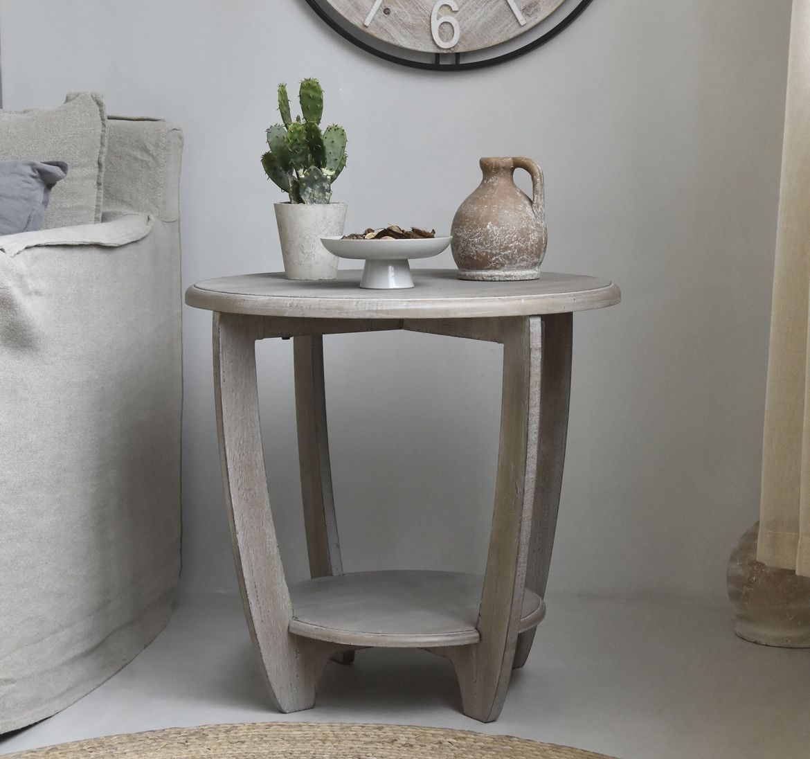 COZAYH HOME Rustic Farmhouse end table with Storage Shelf