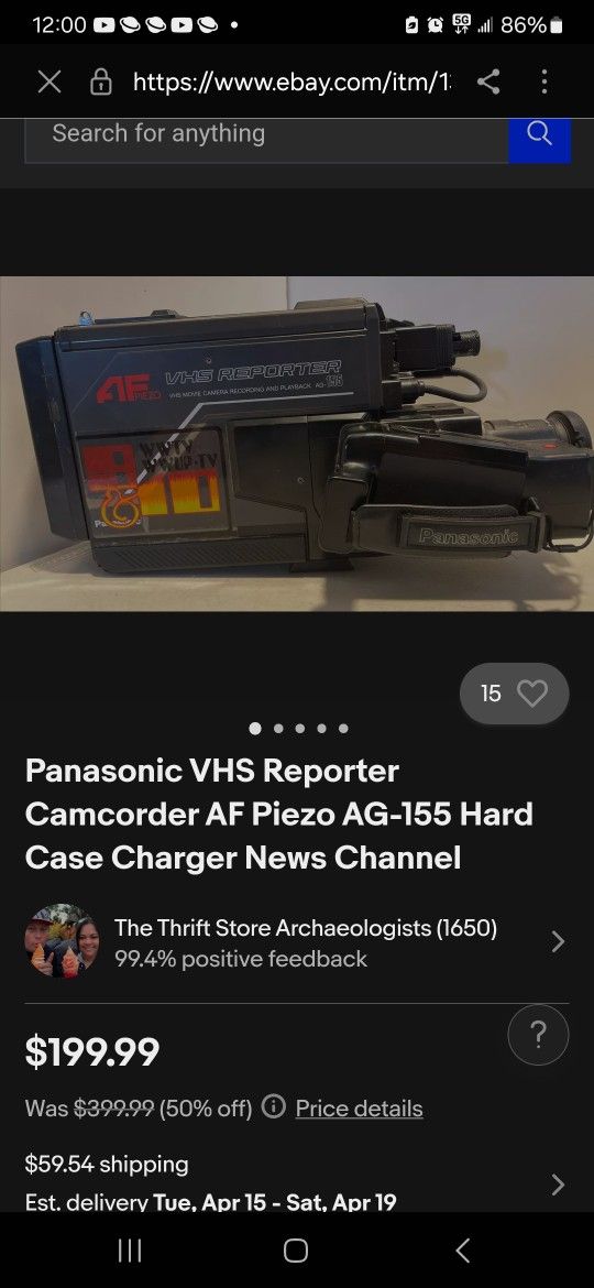 Panasonic Vhs Reporter Camcorder
