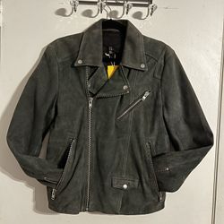 H&M Suede Lightweight Shirt Jacket Asymmetrical Design