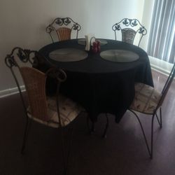 Round Glass Dining Room Table Set  4 Chairs