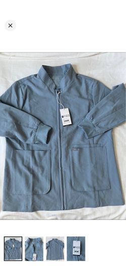 FIGS Scrubs Sebina Scrub Jacket  Dusty Blue Large