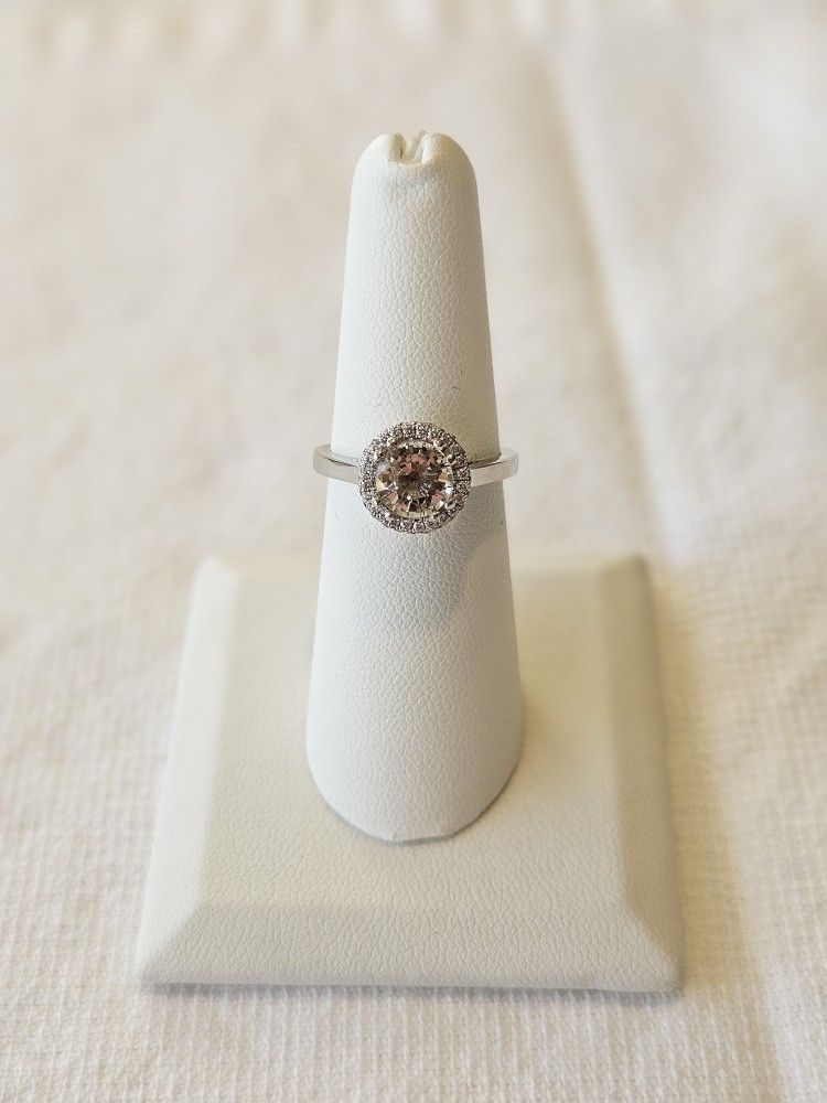Platinum Diamond & Morganite Ring