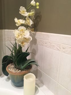 Artificial Orchid in Ceramic Vase