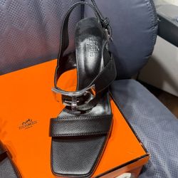 Hermès IIona 90 Sandal Black 38