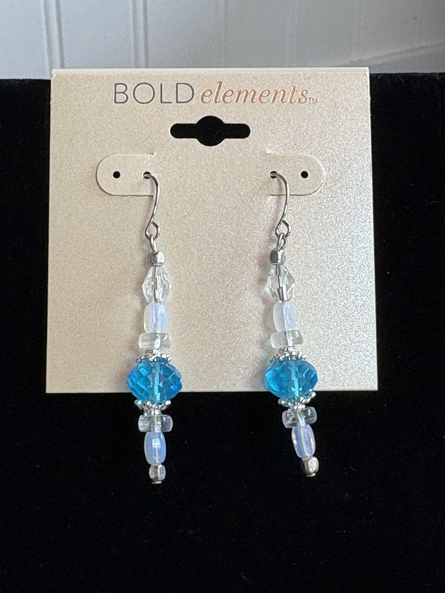 BOLD elements Silver Blue Crystal Earrings
