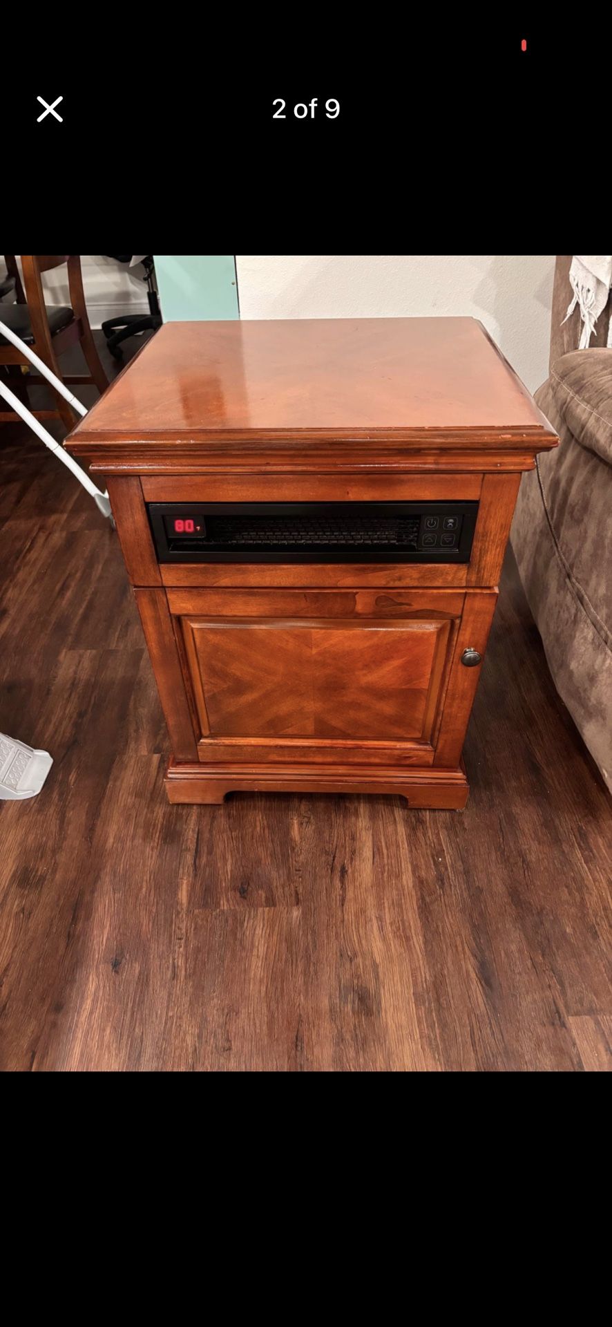 Twin star infrared portable Heater coffee end table/ decorative furniture piece with remote