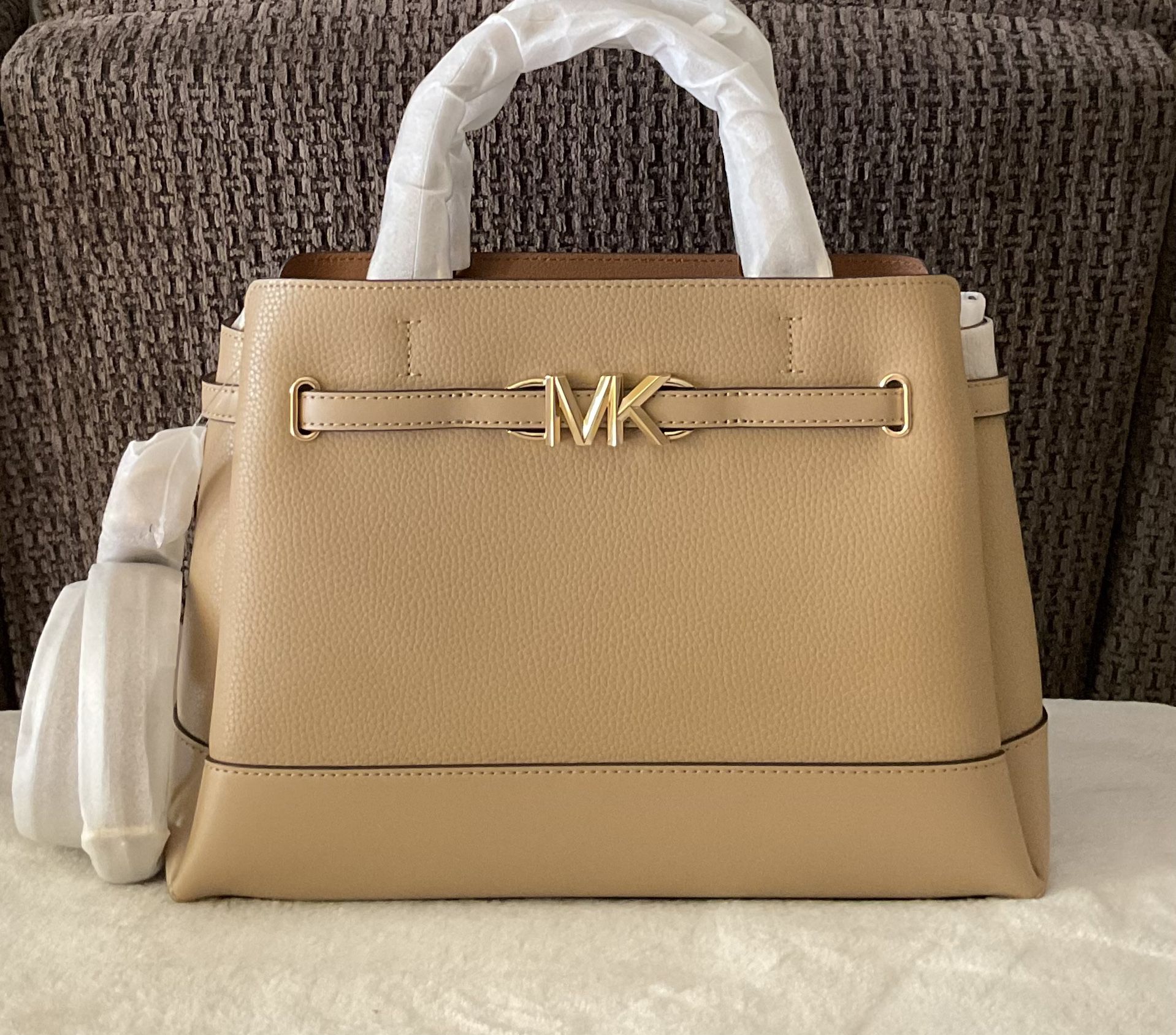 NWT Michael Kors Reed Large Belted Leather Satchel
