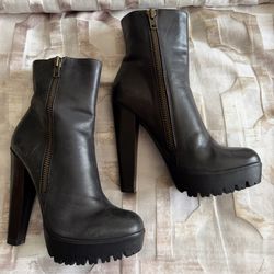 William Rast Leather Double Zip Platform Booties – Size 9