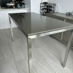 Room & Board Portica Quartz Counter Height Table – 60x30 – Stainless Steel