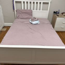 Full Sized Bed Frame, Mattress And 2 Sheet Set 