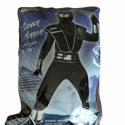 Silver mirror Ninja (Youth Large 8-10)

Great shape. Complete. Work once. Great for Halloween costume