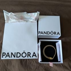 Pandora " Gold Pavé Cuban Chain Bracelet" Brand New