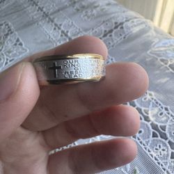Men's Engravable Two Tone Lord's Prayer Ring 