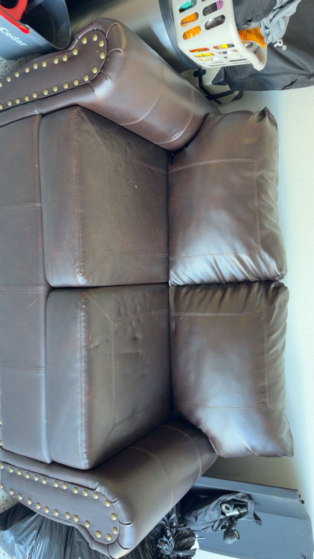 Brown Leather Loveseat