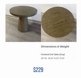 Modern Wood Round End Table