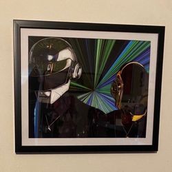 Daft Punk Custom Art Piece On Black Frame