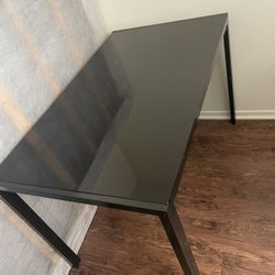 Black Table Glass Top Metal Legs