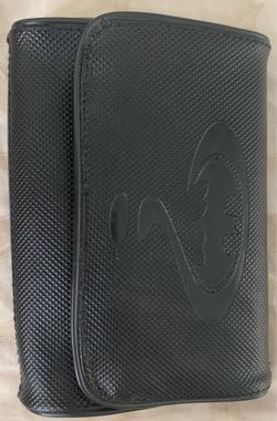 Rare discontinued officially licensed DC Comics Batman iconic symbol and the Riddler's question mark hybrid debossed design logo pouch.