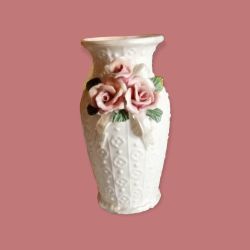 Vintage Mini Porcelain Floral Rose Vase 