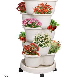 Strawberry Fruit Planter, 5 Tier Stackable Gaden Tower for Flowers, Vegetables, Grow Your Own Herb Garden Vertical Oasis of Vegetables and Succulen